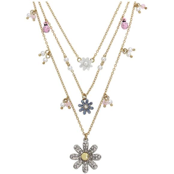 NWT Betsey Johnson Layered Daisy Necklace - Picture 1 of 5